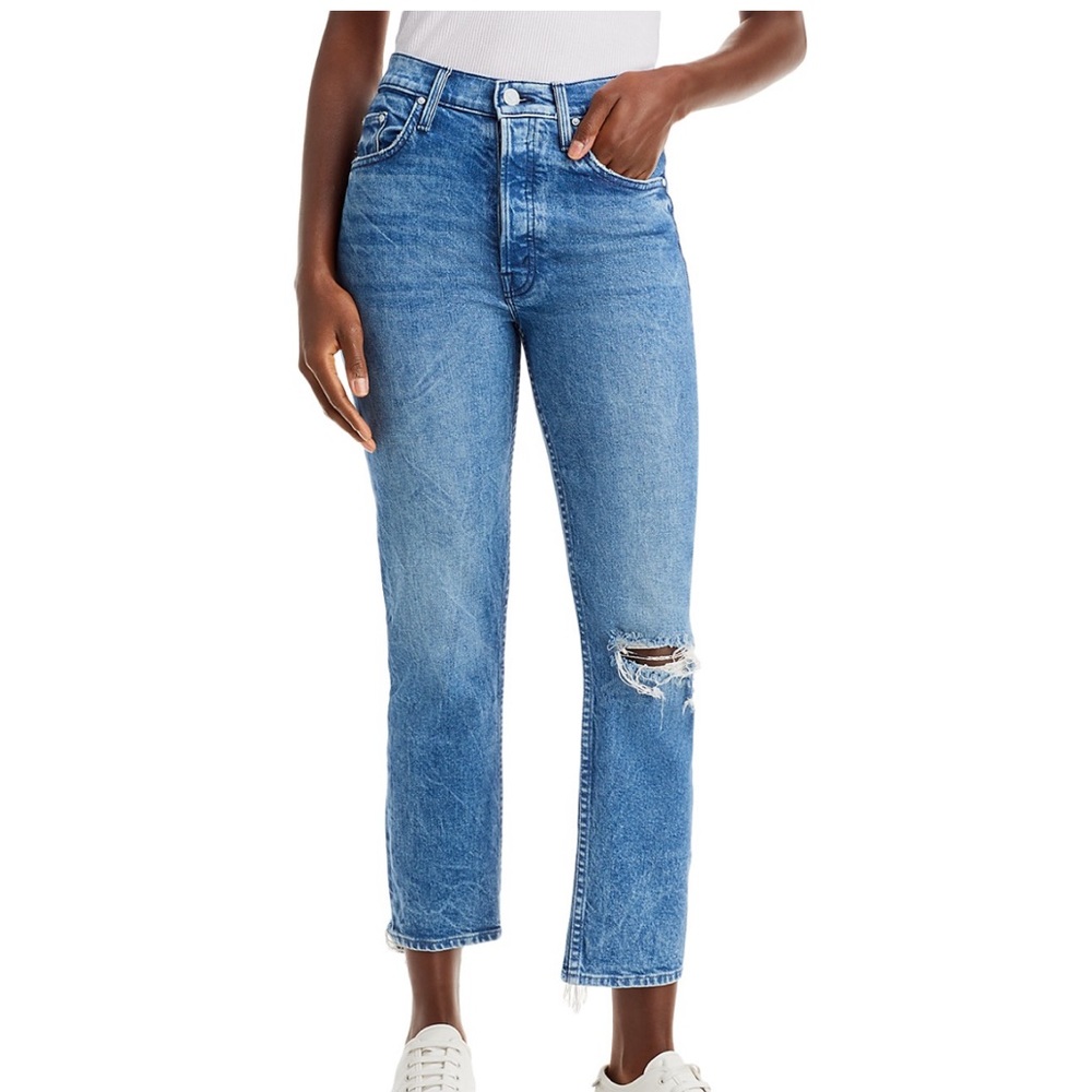 NWT Mother The Tomcat High Rise Cropped Straight Jeans in Completely Over Sz 27